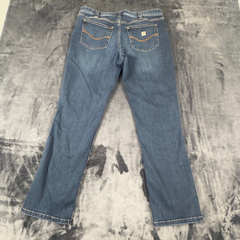 Carhartt Jeans Womens 12 Short Blue Straight Leg Stretch Denim 100653 409